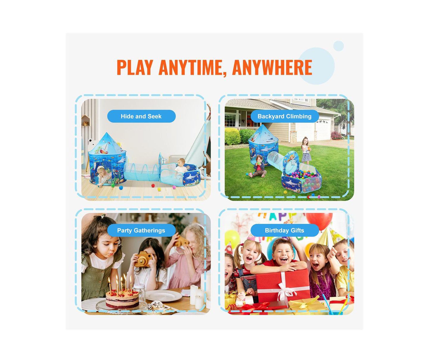 Детские игрушки Lycvki Pop-Up Tent, Tunnel and Ball Pit with Basketball Hoop, 3-Piece Set, Ages 2+ — фото 7