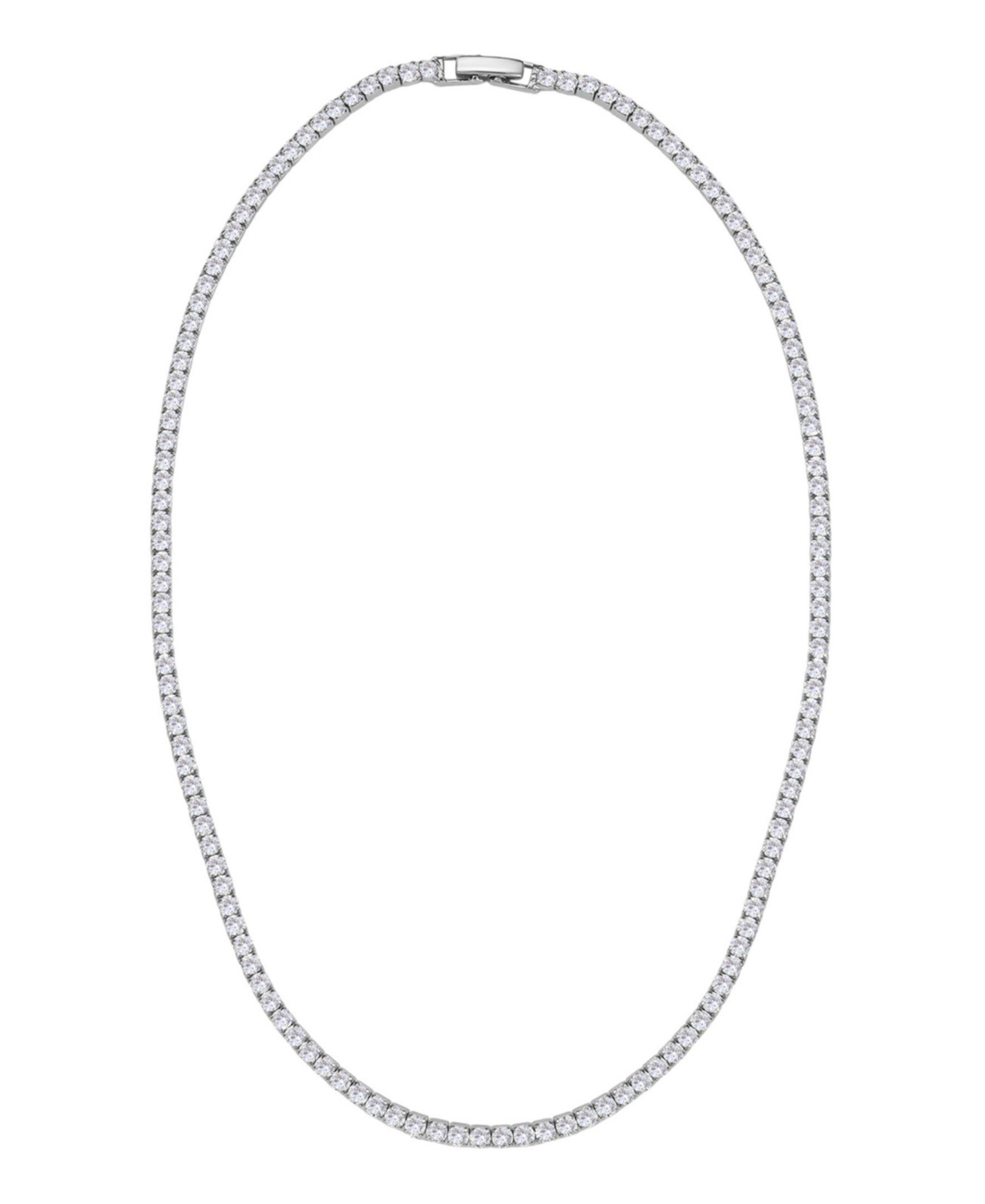Adornia Silver Crystal 3mm Tennis Chain Necklace In Silver