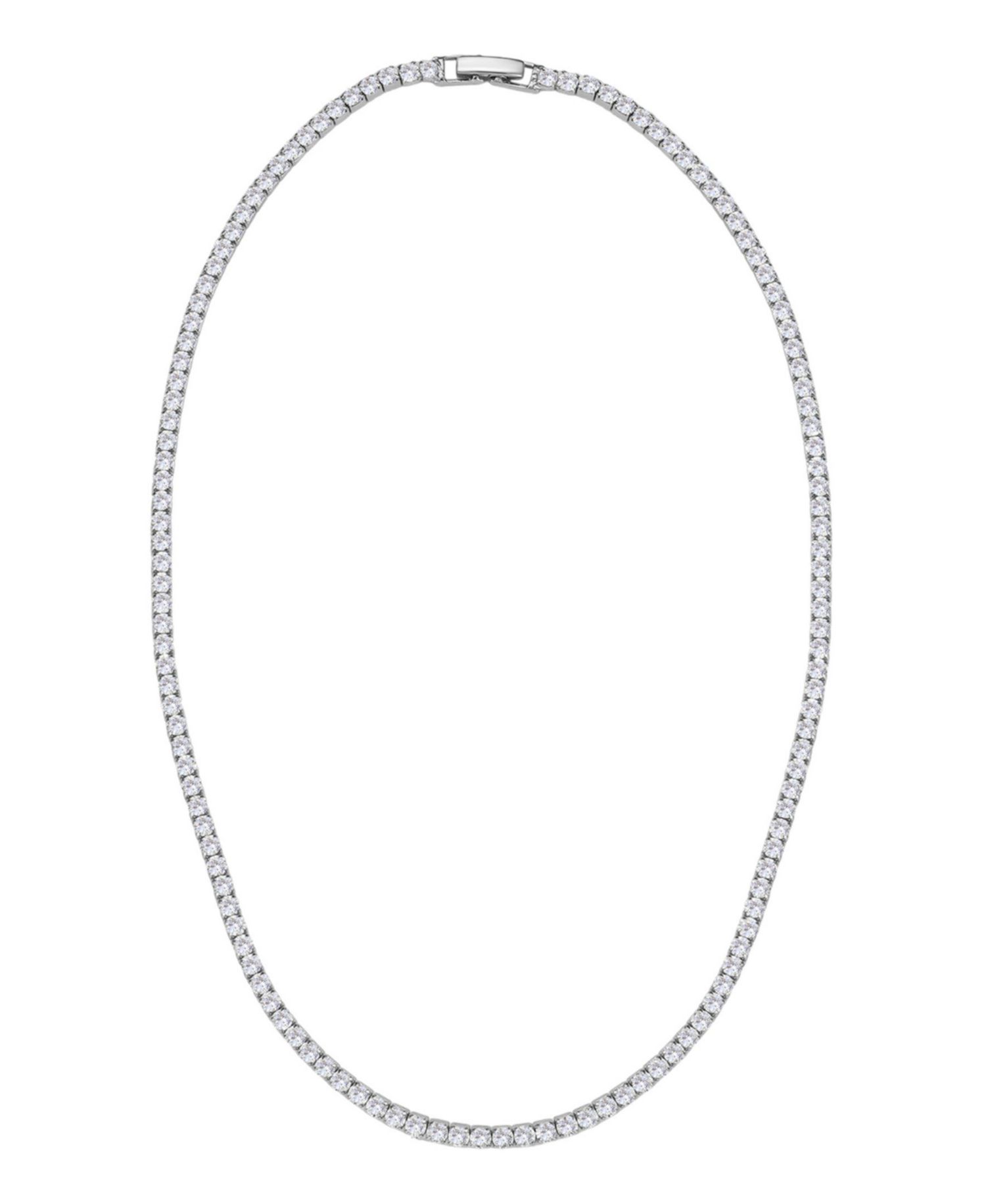 Silver Crystal 3mm Tennis Chain Necklace