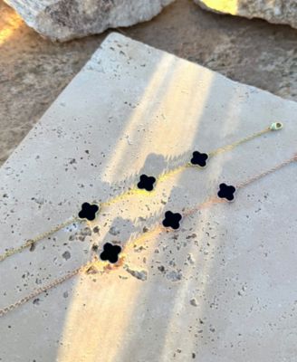 Rose Gold Black Clover Station Bracelet