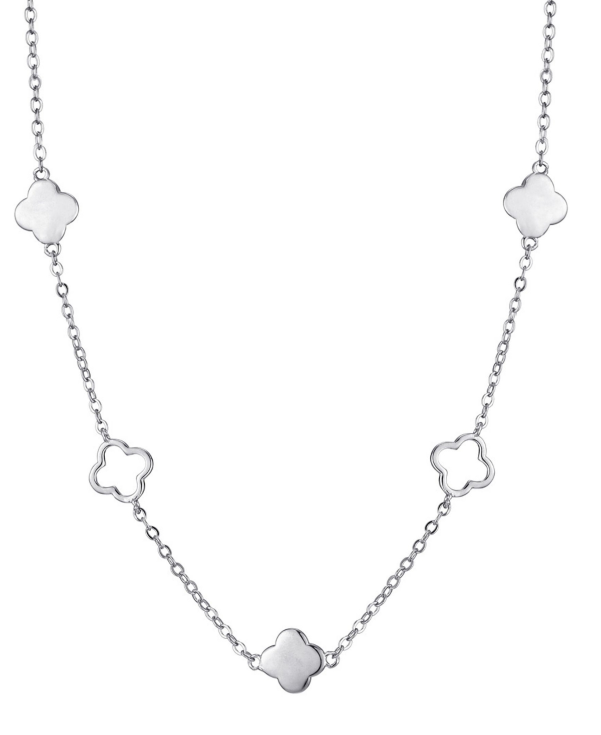 Adornia Silver Clover Station Necklace In Silver
