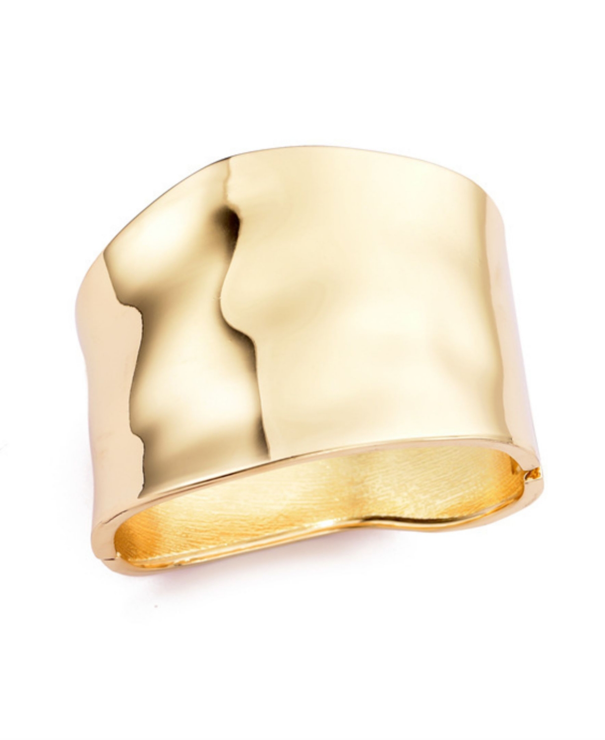 Adornia Plated Tall Hammered Bangle Bracelet In Gold