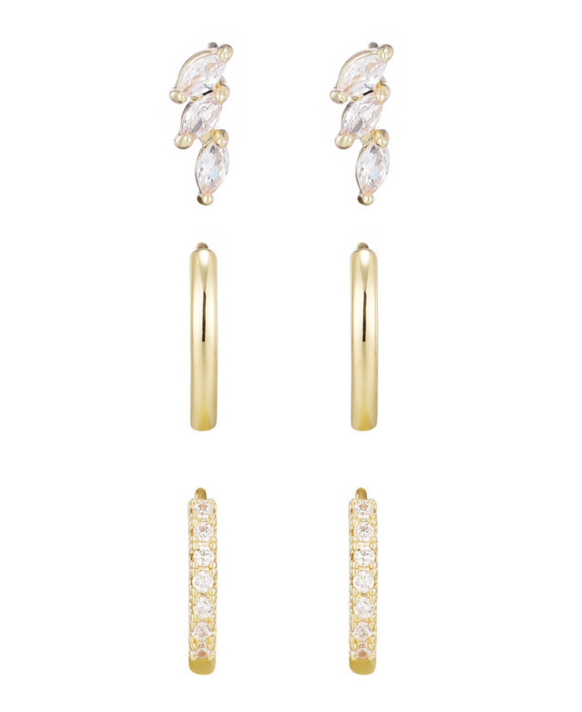 Adornia Gold Huggie And Stud Earrings Set In Gold