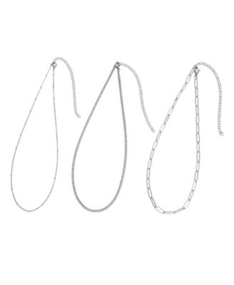 Tarnish Resistant Silver Chain Necklace Set