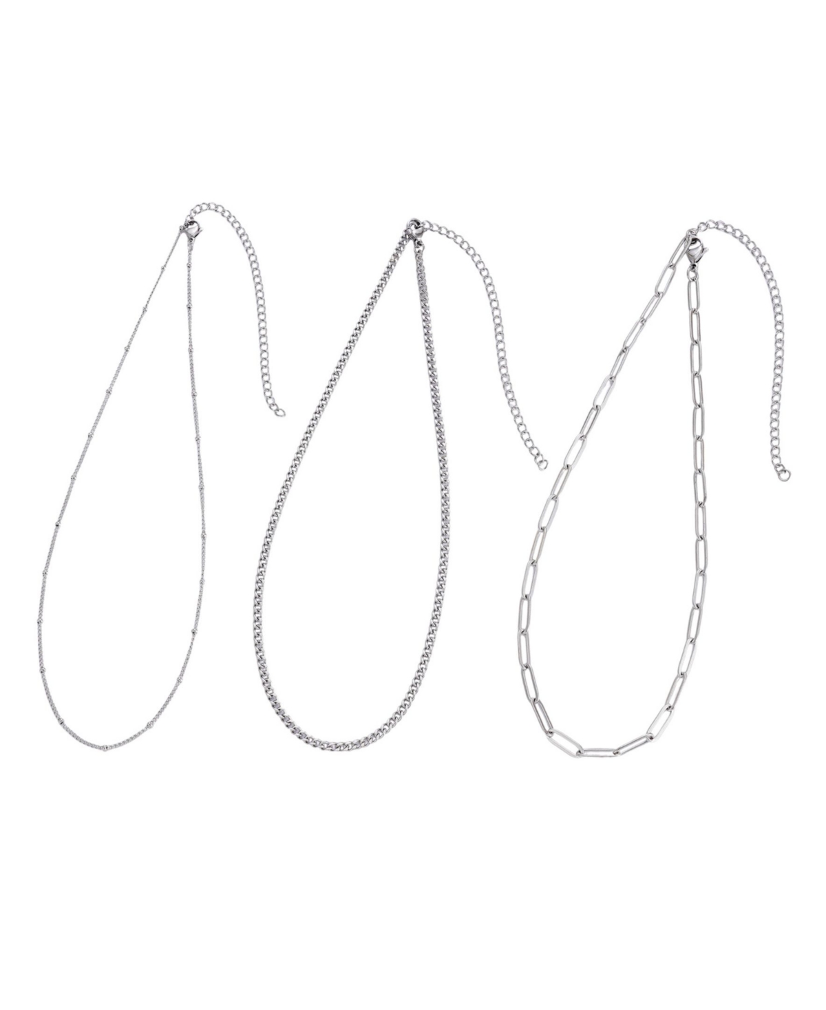Adornia Tarnish Resistant Silver Chain Necklace Set In Silver