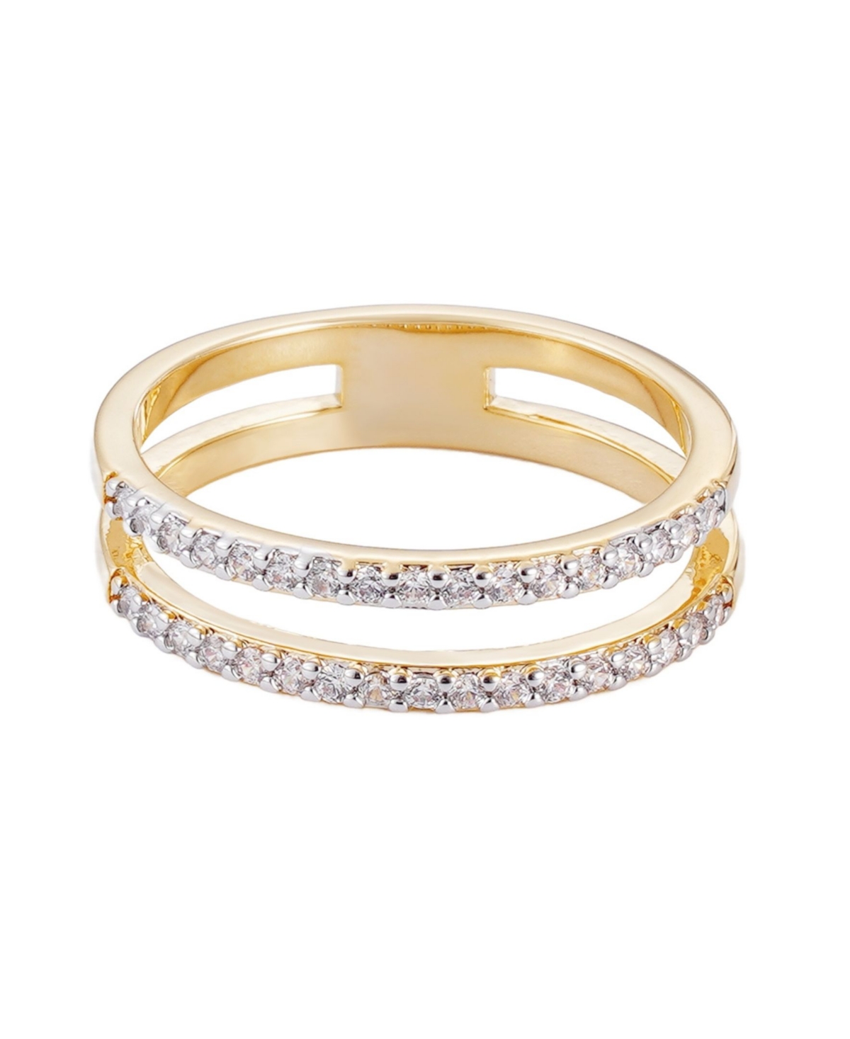 Adornia 14k Gold Plated Cubic Zirconia Double Band Ring In Gold