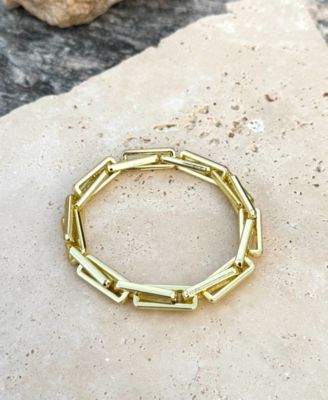 Gold Rectangle Paperclip Chain Bracelet