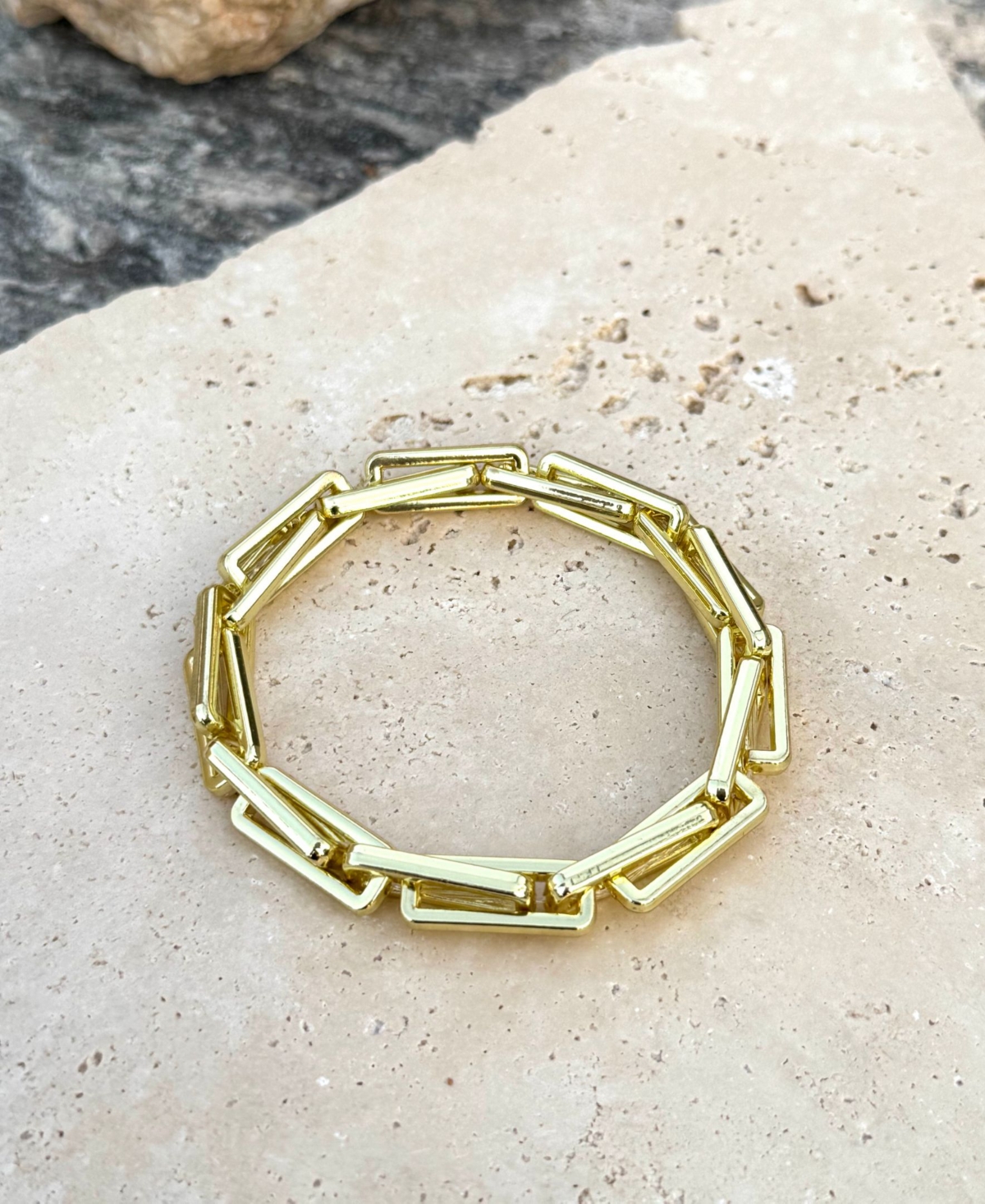 Adornia Gold Plated Rectangle Paperclip Chain Bracelet In Gold