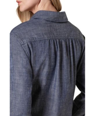 Women's Chambray Long Sleeve Knee Length Dress