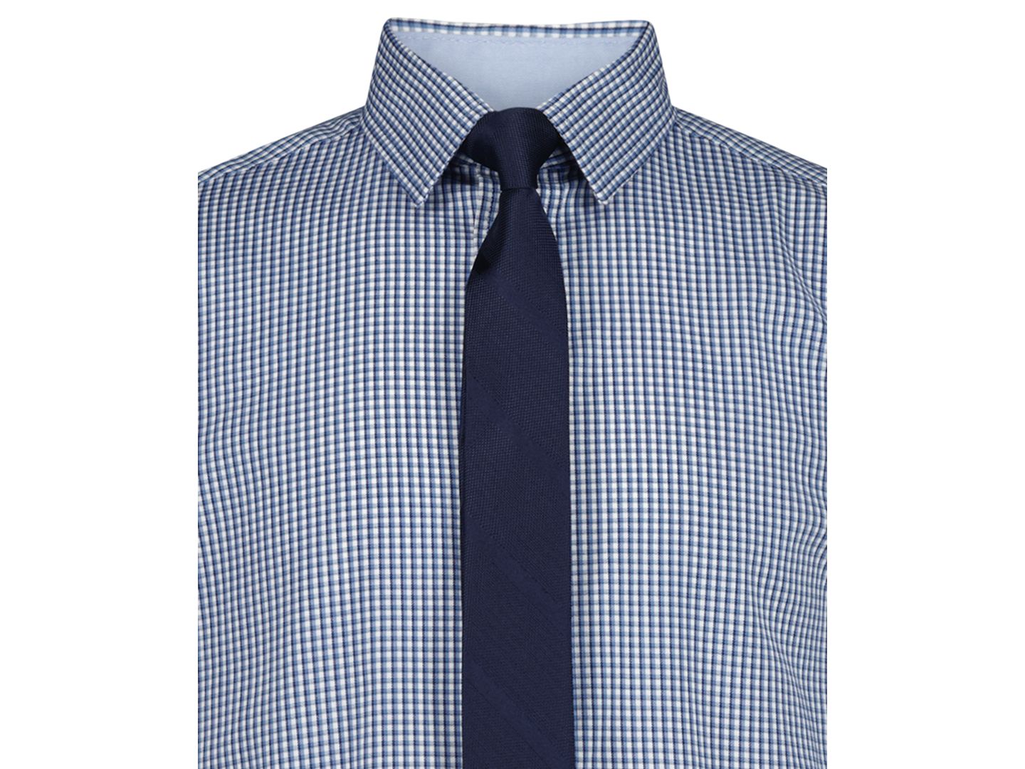 Рубашка Tommy Hilfiger Long Sleeve Stretch Murray Check Dress Shirt & Tie для мальчиков, цвет: Синий — фото 5