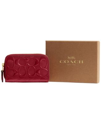 COACH Boxed Essential Patent Signature Zip Around Card Case - Macy's
