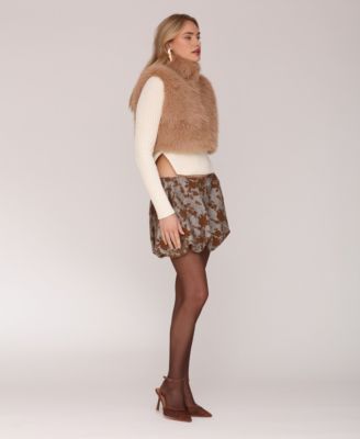 Women's Faux Fur Sleeveless Cropped Vest