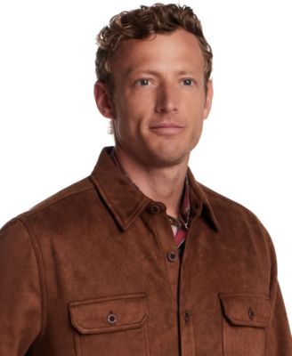 Men's Button Front Faux Suede Overshirt