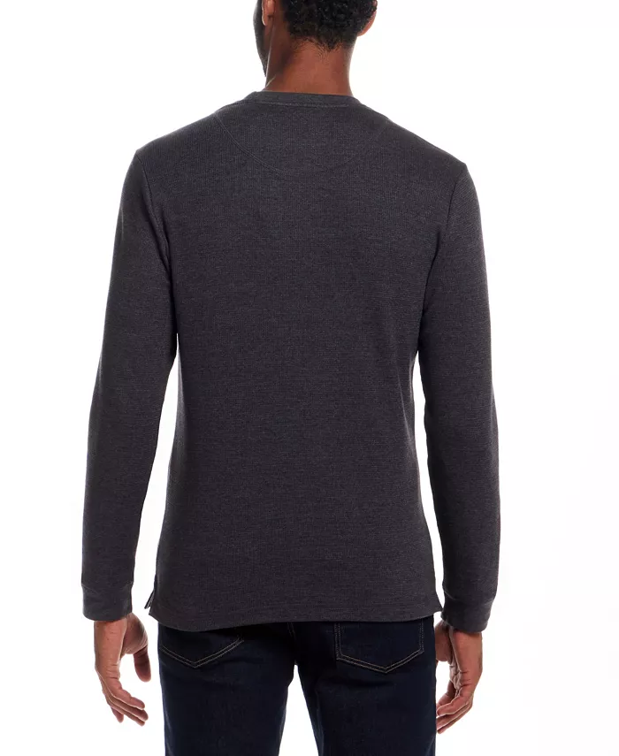 Men's Long Sleeve Textured Waffle Crewneck T-Shirt - thumbnail 4