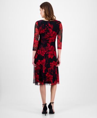 Women's Printed Mesh A-Line Dress