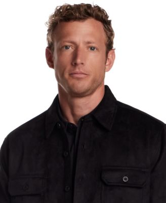 Men's Button Front Faux Suede Overshirt