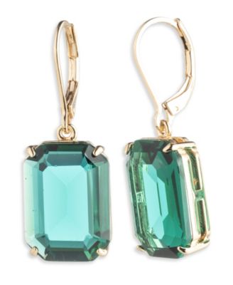 Glass Stone Gold-Tone Drop Earrings