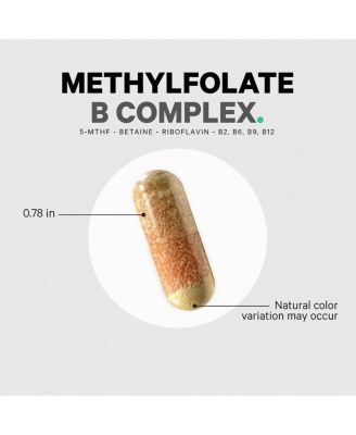 Methylfolate B Complex Supplements, Methylcobalamin 1000mcg Methylated Vitamin B12, Riboflavin, Betaine, Methylation Cycle MTHFR 120 Capsules