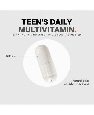 Teen s Daily Multivitamin Supplement, 25+ Vitamins & Minerals for Teenage Boys & Girls, Organic Whole Foods Vitamins for Teenagers, Vitamin A, B, C, D, E, K, Omega-3, 60 Ct
