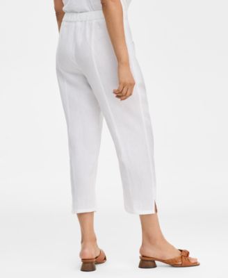 Women's 100% Linen Tapered-Seam Ankle Pants, Macy's Exclusive