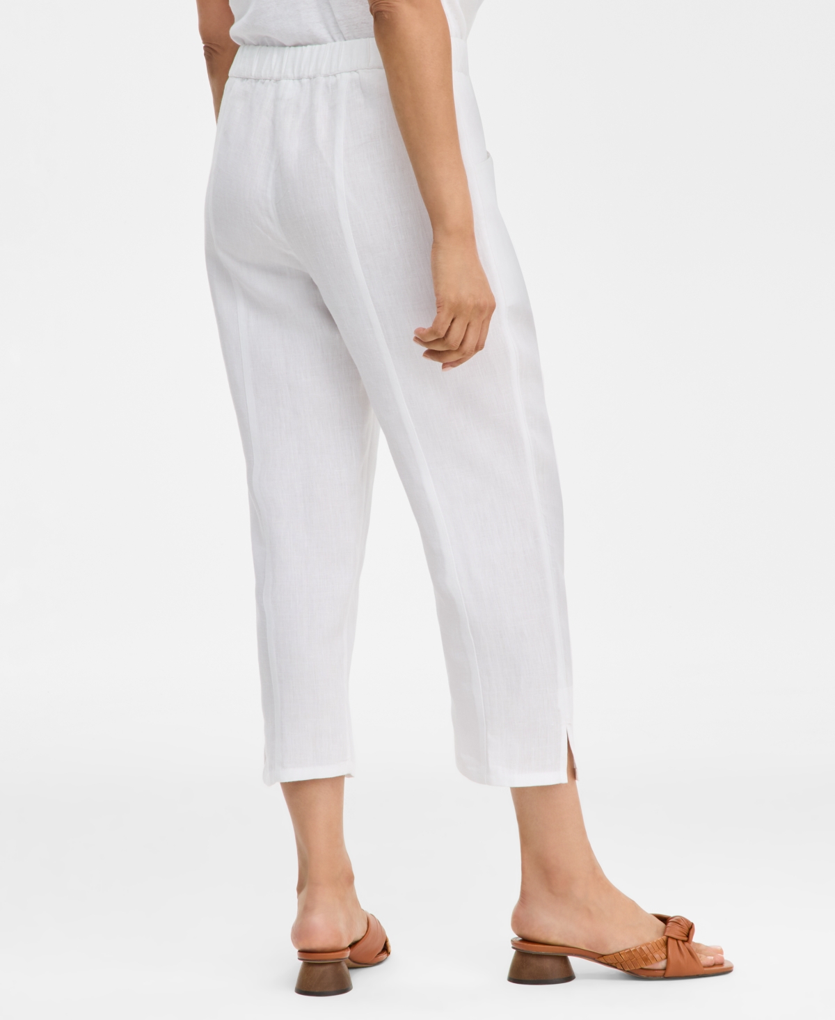 Charter Club Women's 100% Linen Tapered-seam Ankle Pants, Macy's Exclusive In White
