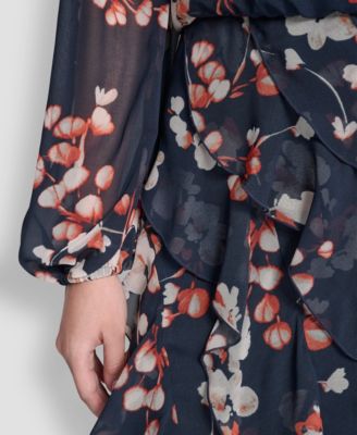 Petite Mock Neck Ruffles Short Dress