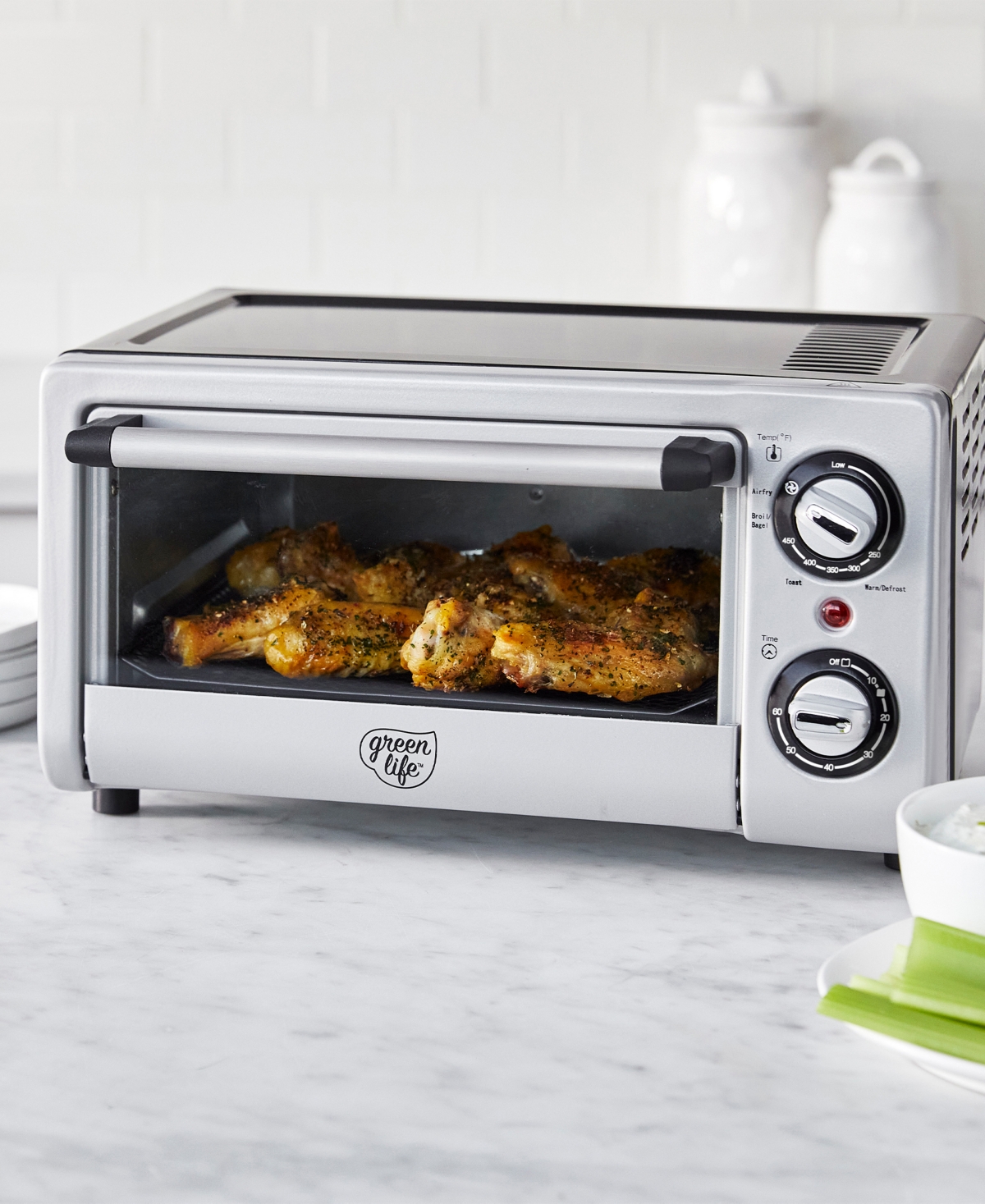 Greenlife 7.9" Air Fry Toaster Oven In Silver