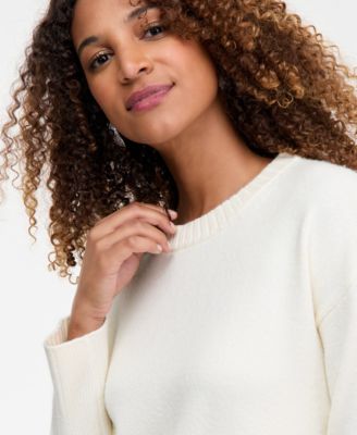Women's Ribbed-Trim Crewneck Pullover Sweater