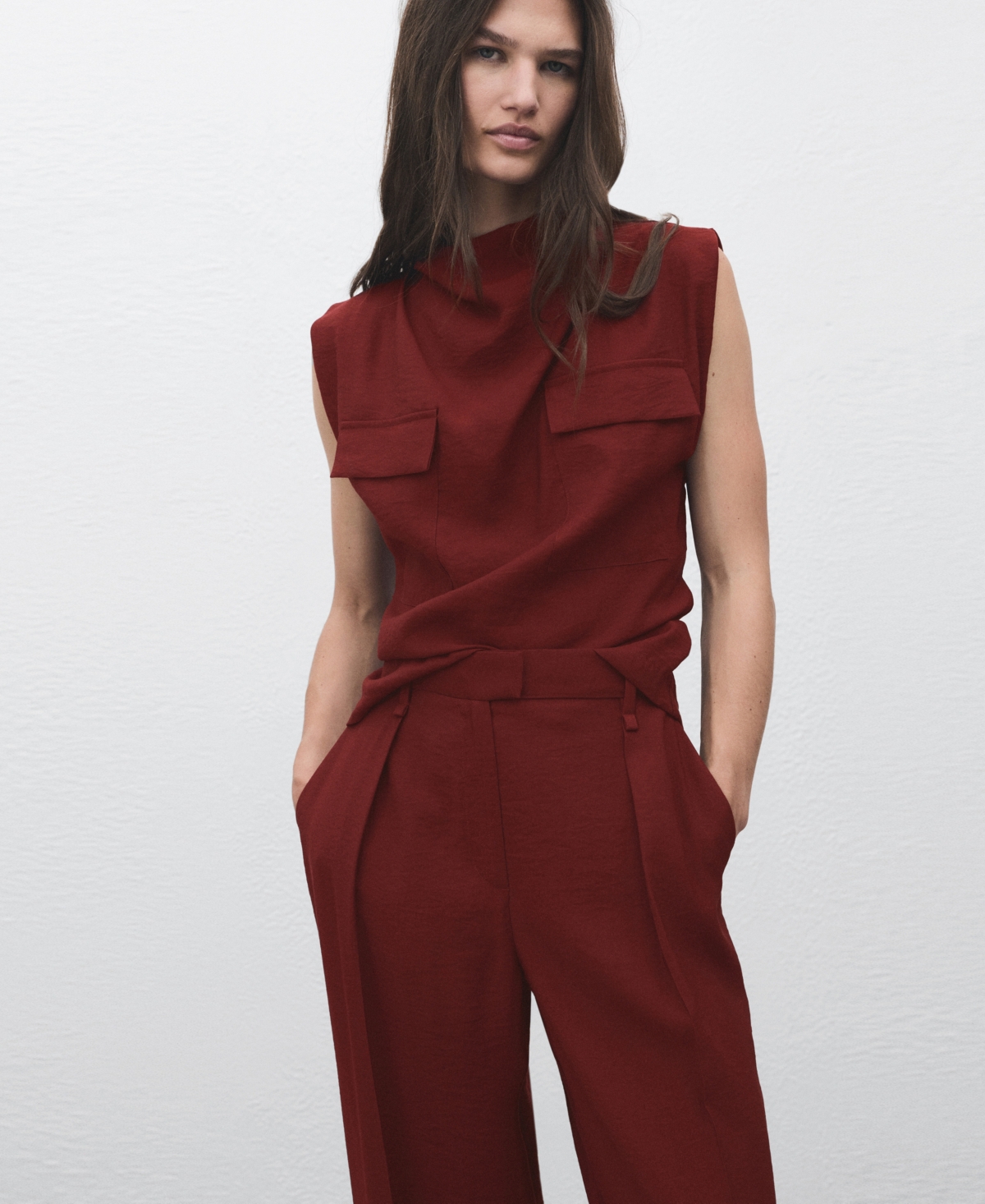 Mango Women's Straight-Fit Pleated Pants