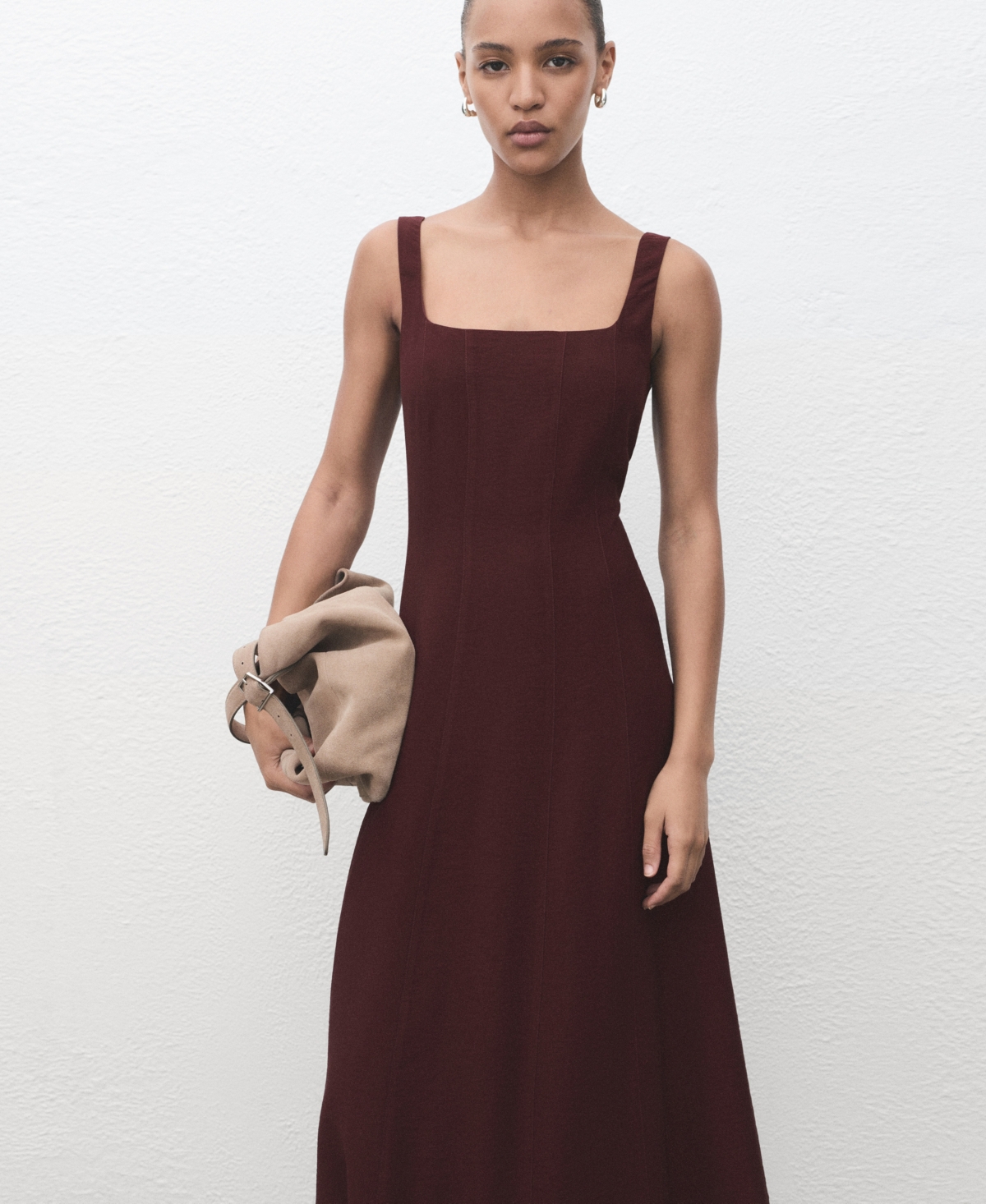 Mango Women's Stitching Detail Midi-Dress