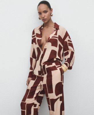 Women's Geometric Pattern Fluid Pants