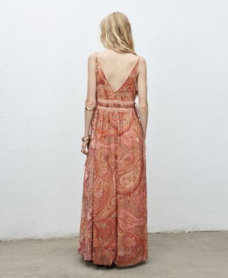 Women's Paisley-Print Lace Trim Dress