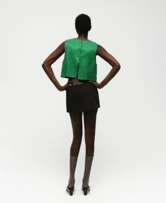 Women's Buttoned Linen Blend Top