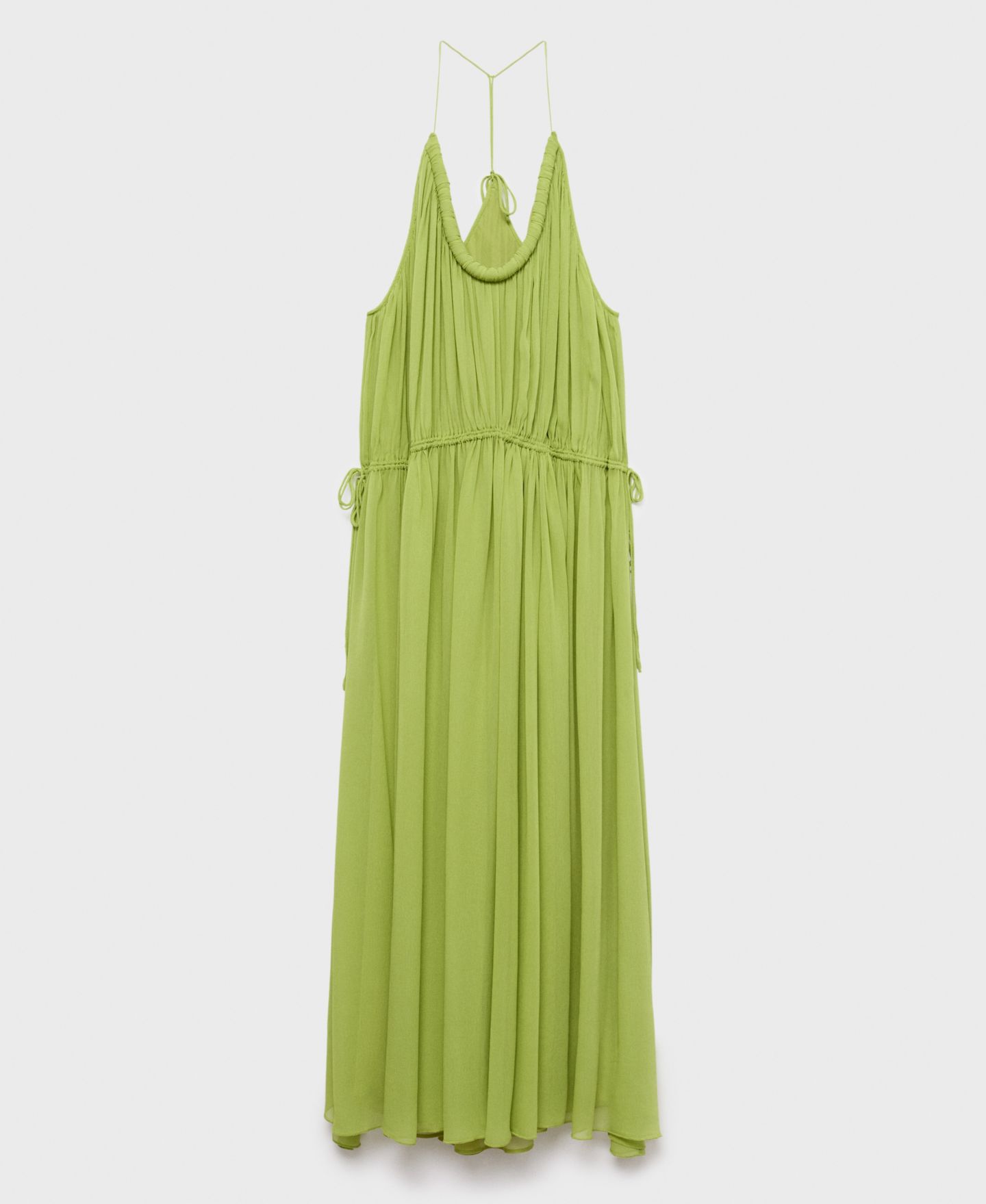 Женское платье Mango Oversized Pleated, цвет: Зелёный — фото 8