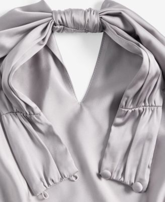 Women's Printed Satin Knotted Halter Top