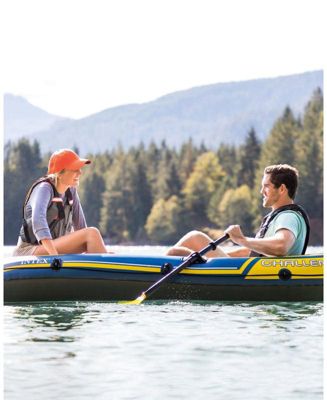 Challenger 2 Inflatable 2 Person Floating Boat Raft Set w/ Oars & Air Pump