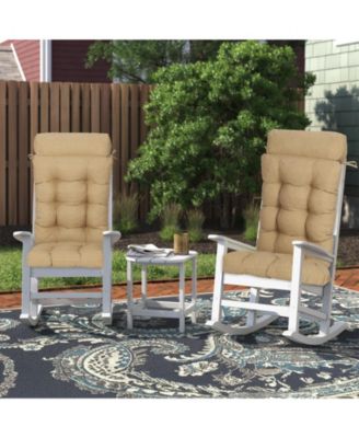 Tufted Rocking Chair Cushion, High Back Chair Cushion with Waterproof and Fade-Resistant, Set of 2