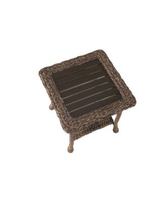 Faux Sea Grass Resin Rattan End Table