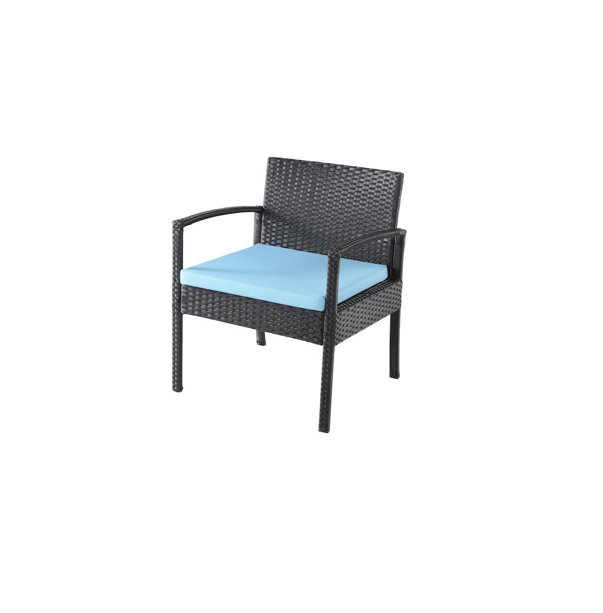 Jiallo Conversation Set. Black Wicker Blue Fabric