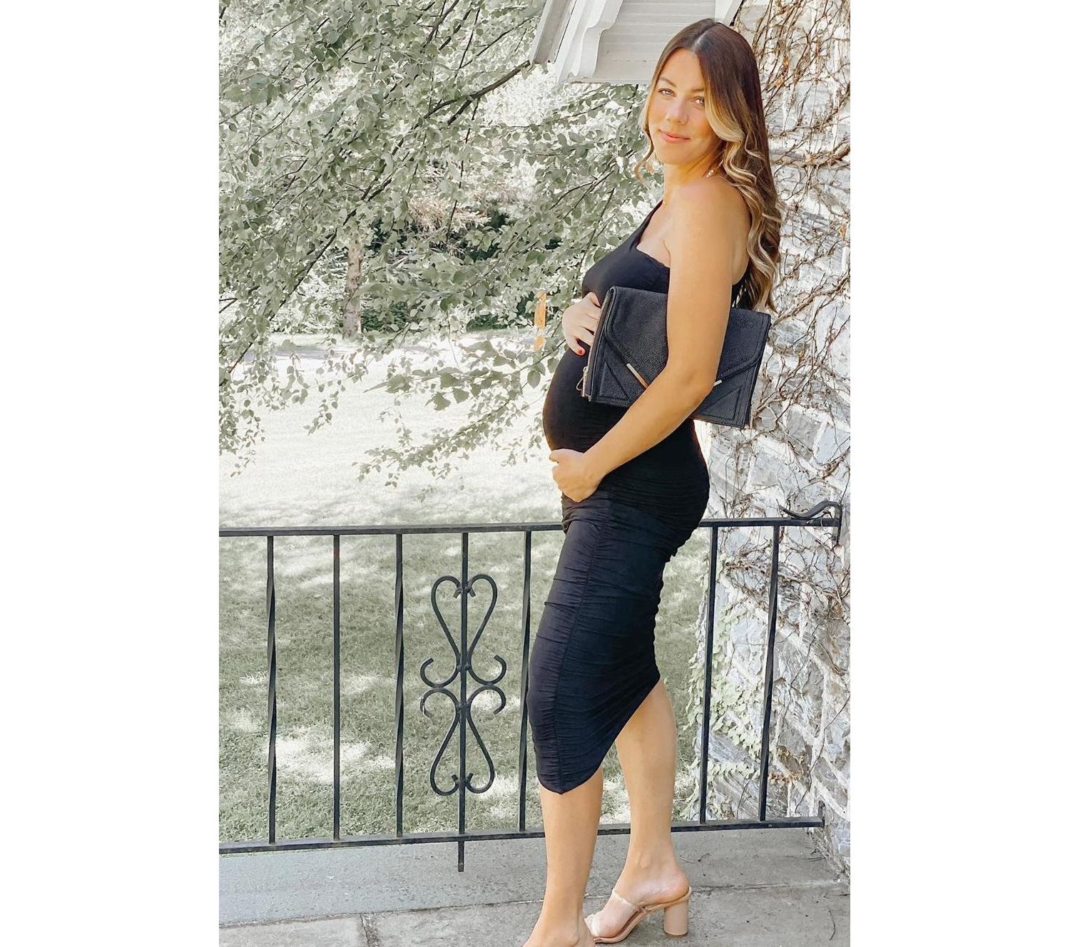 Women's Black Ruched One Shoulder Dress