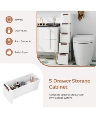 Drawer Rolling Organizer Unit Narrow Storage Cabinet with Built-In Wheels for Small Space