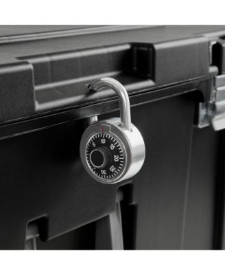 Wheeled Footlocker, Plastic Utility Storage Container, Black, 3 Pack