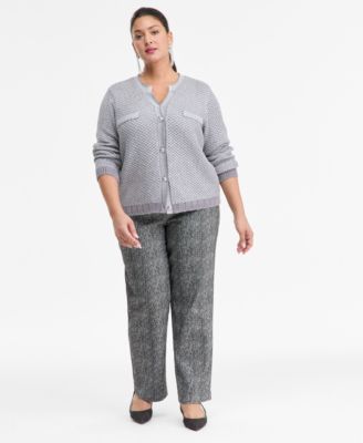 Plus Size Metallic Shine Cotton Cardigan, Macy's Exclusive 