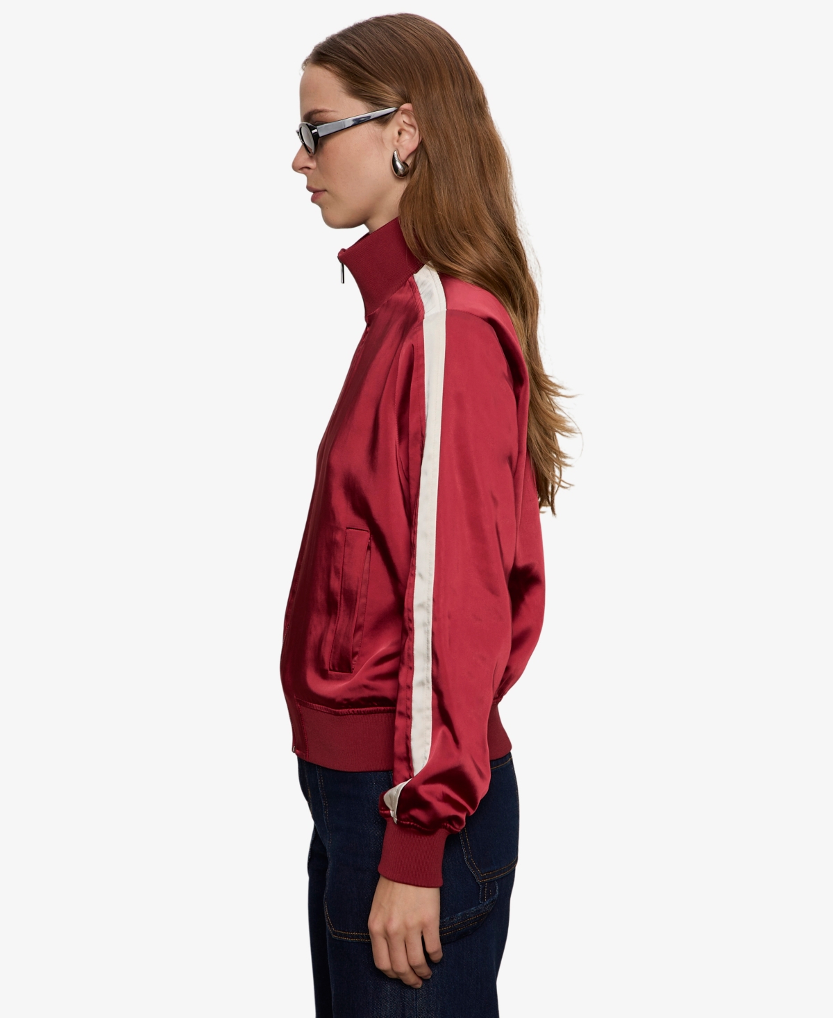 Sanctuary Women's Long Sleeve Satin Track Jacket In Red