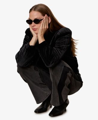 Women's Long Sleeve Quilted Velvet Jacket