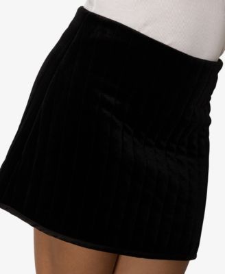 Women's Quilted Velvet Stretch Mini Skirt