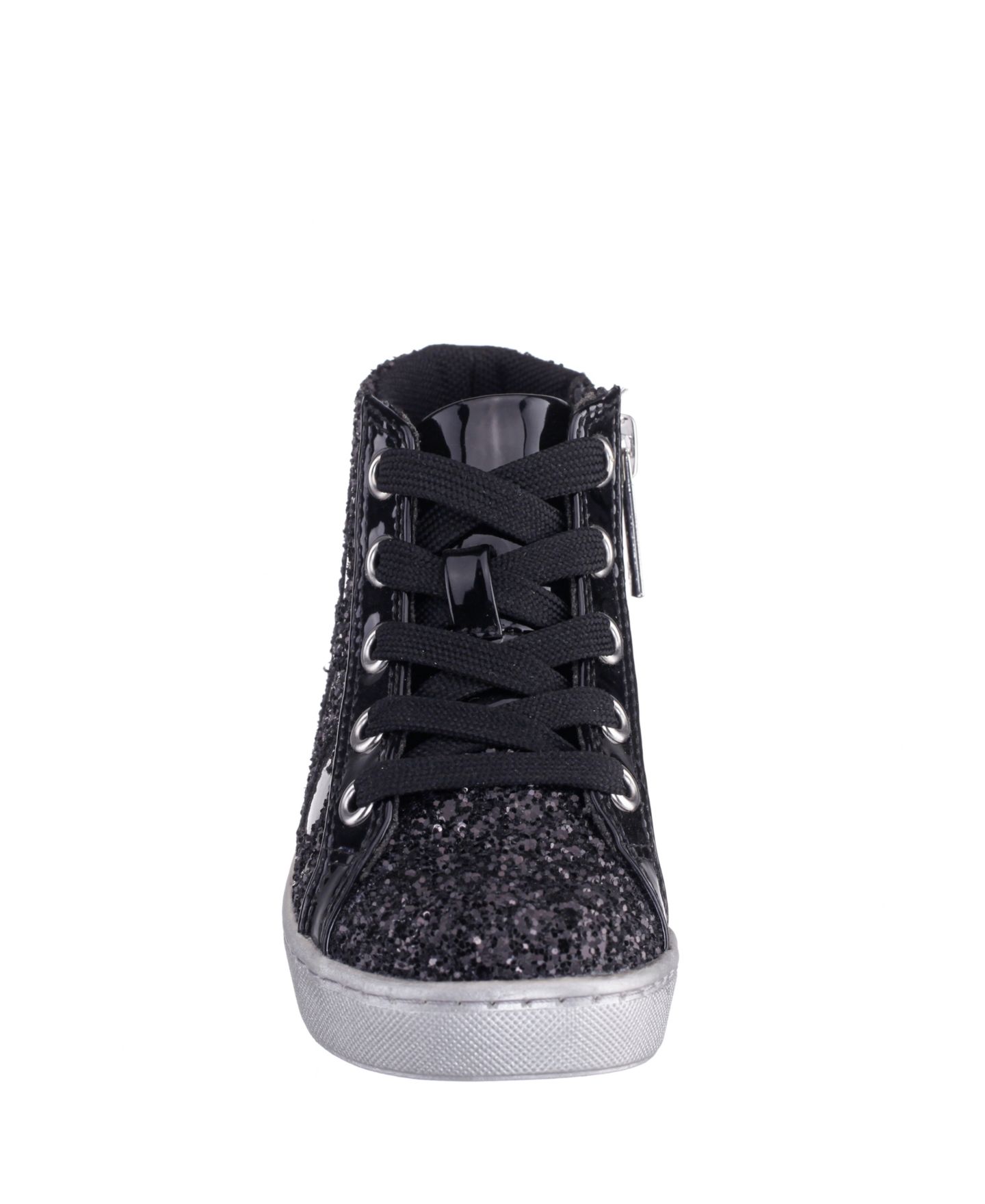 Кроссовки Nina Cass Little Glitter High Top Sneakers для девочек, цвет: Чёрный — фото 5