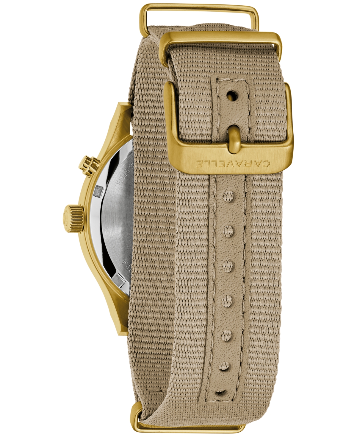 Caravelle Men's Vintage Casual Lite Up Taupe Nylon Strap Watch, 39mm