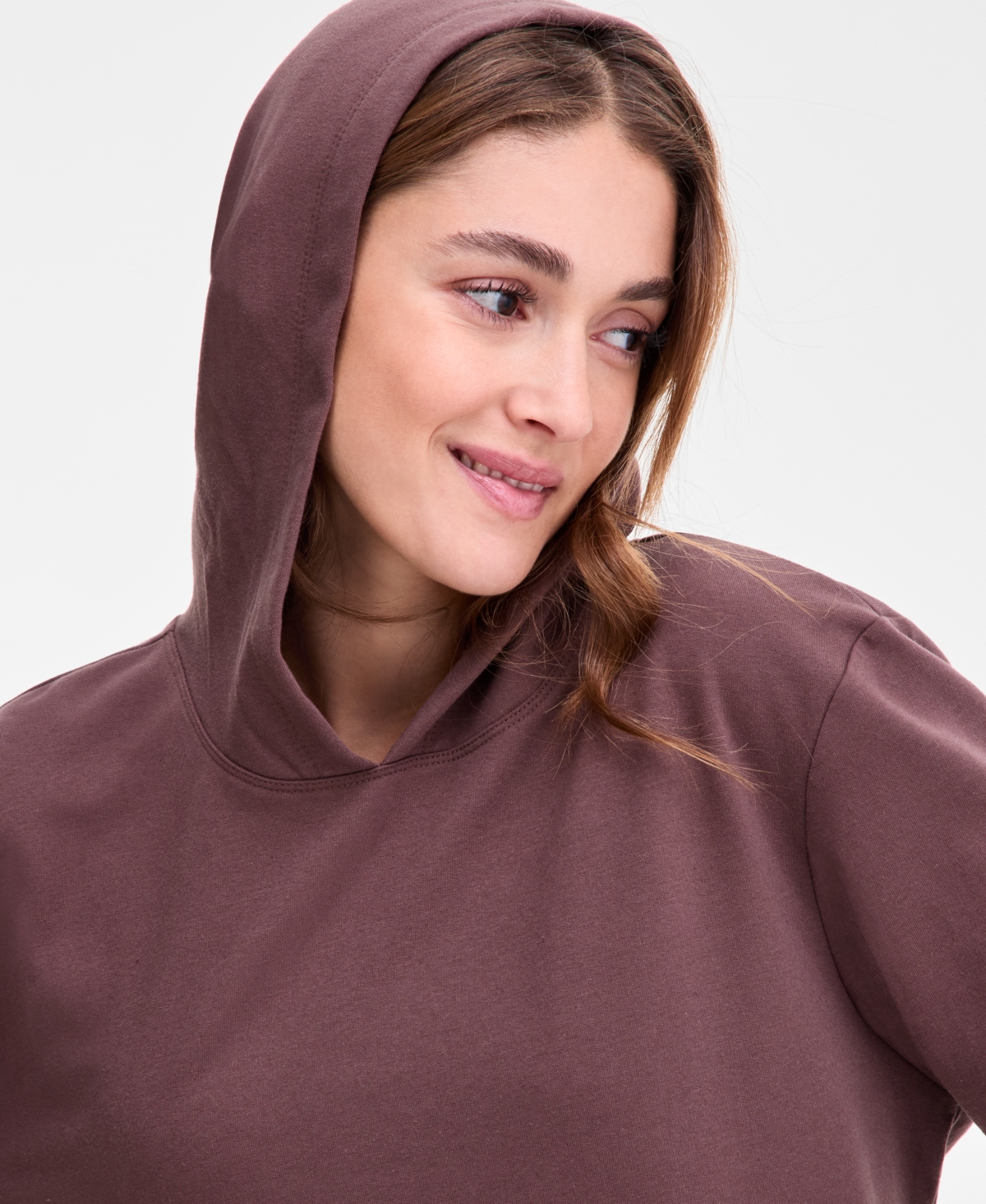 Id Ideology Women's Kangaroo-pocket Fleece Hoodie, Created For Macy's In Brown