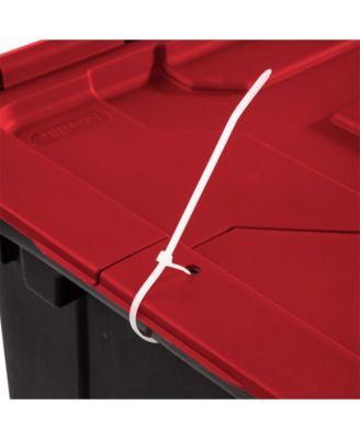 12 Gallon Hinged Lid Industrial Tote, Stackable Storage Bin, 6 Pack